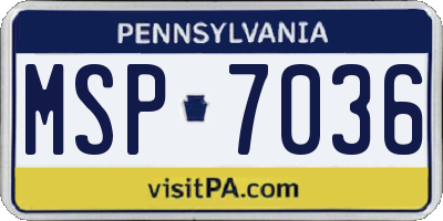 PA license plate MSP7036