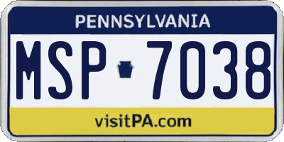 PA license plate MSP7038
