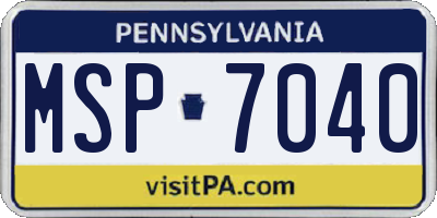 PA license plate MSP7040