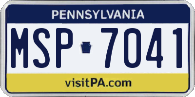 PA license plate MSP7041