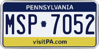 PA license plate MSP7052