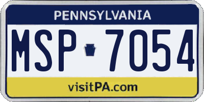PA license plate MSP7054