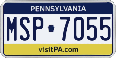 PA license plate MSP7055