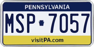 PA license plate MSP7057