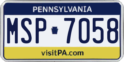 PA license plate MSP7058