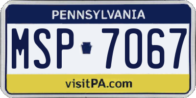 PA license plate MSP7067