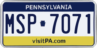 PA license plate MSP7071
