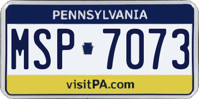 PA license plate MSP7073