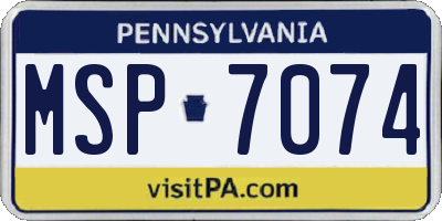 PA license plate MSP7074
