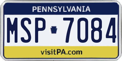 PA license plate MSP7084