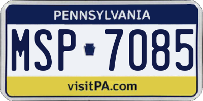 PA license plate MSP7085