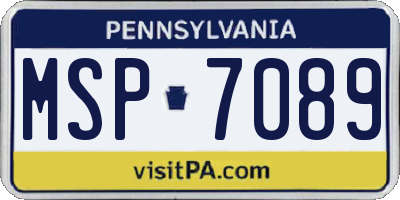 PA license plate MSP7089