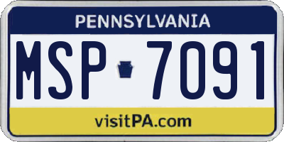 PA license plate MSP7091