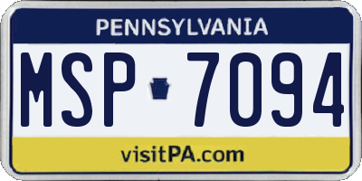 PA license plate MSP7094