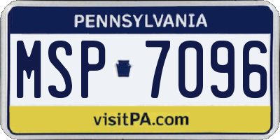 PA license plate MSP7096