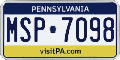 PA license plate MSP7098