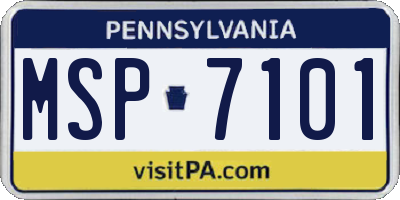 PA license plate MSP7101