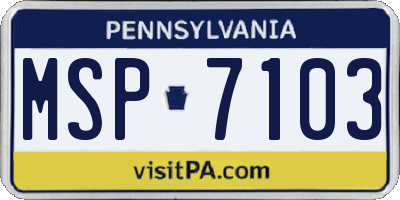 PA license plate MSP7103