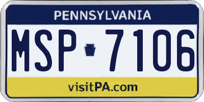 PA license plate MSP7106