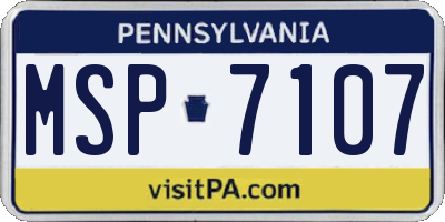 PA license plate MSP7107