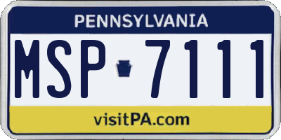 PA license plate MSP7111