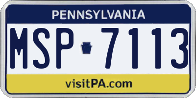 PA license plate MSP7113