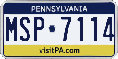 PA license plate MSP7114