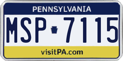 PA license plate MSP7115