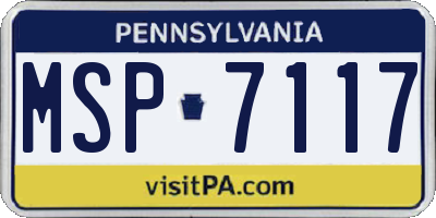 PA license plate MSP7117