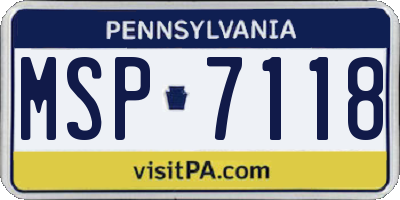 PA license plate MSP7118