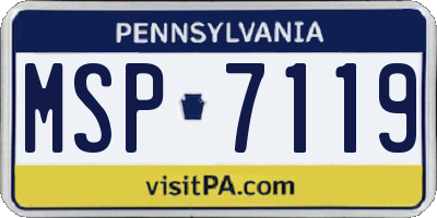 PA license plate MSP7119