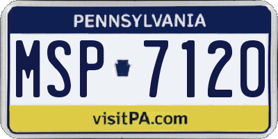 PA license plate MSP7120