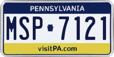 PA license plate MSP7121