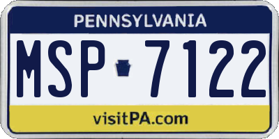 PA license plate MSP7122