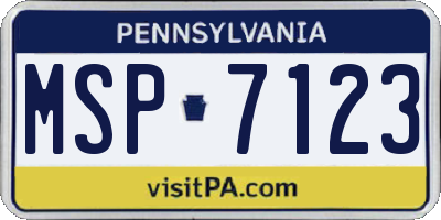 PA license plate MSP7123