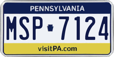 PA license plate MSP7124