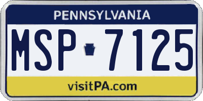PA license plate MSP7125