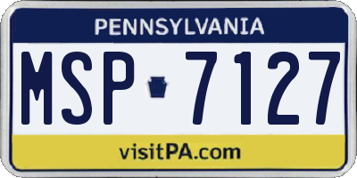 PA license plate MSP7127