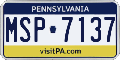 PA license plate MSP7137