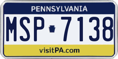 PA license plate MSP7138