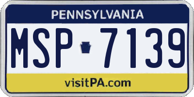 PA license plate MSP7139