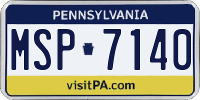 PA license plate MSP7140