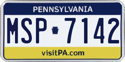 PA license plate MSP7142