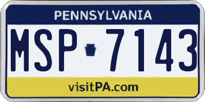 PA license plate MSP7143