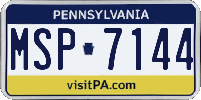 PA license plate MSP7144