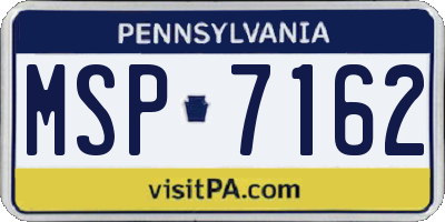 PA license plate MSP7162