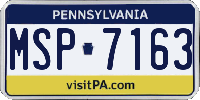 PA license plate MSP7163