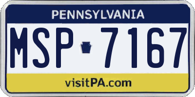 PA license plate MSP7167