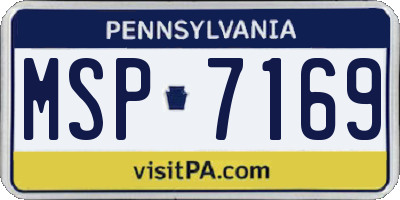PA license plate MSP7169