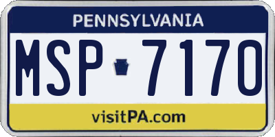 PA license plate MSP7170